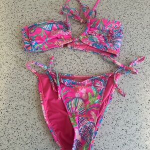 Lilly Pulitzer Pink Floral Bikini Swim Set